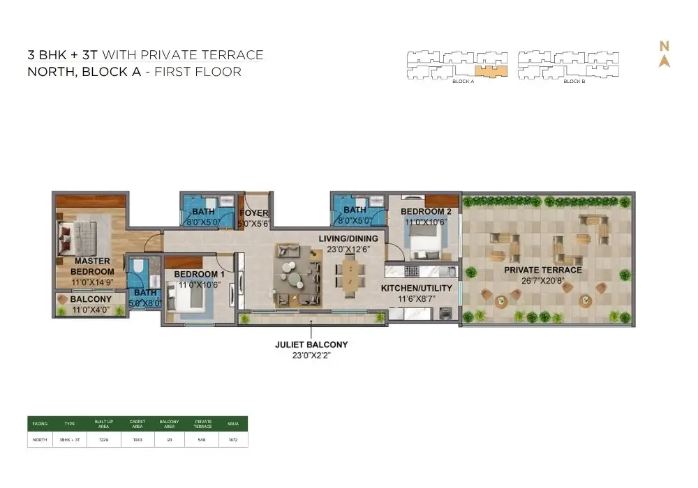 Codename Sleek by Amberstone 3 bhk floor plan
