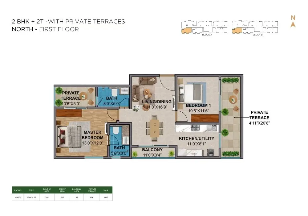 Codename Sleek by Amberstone Properties 2 bhk+2t floor plan