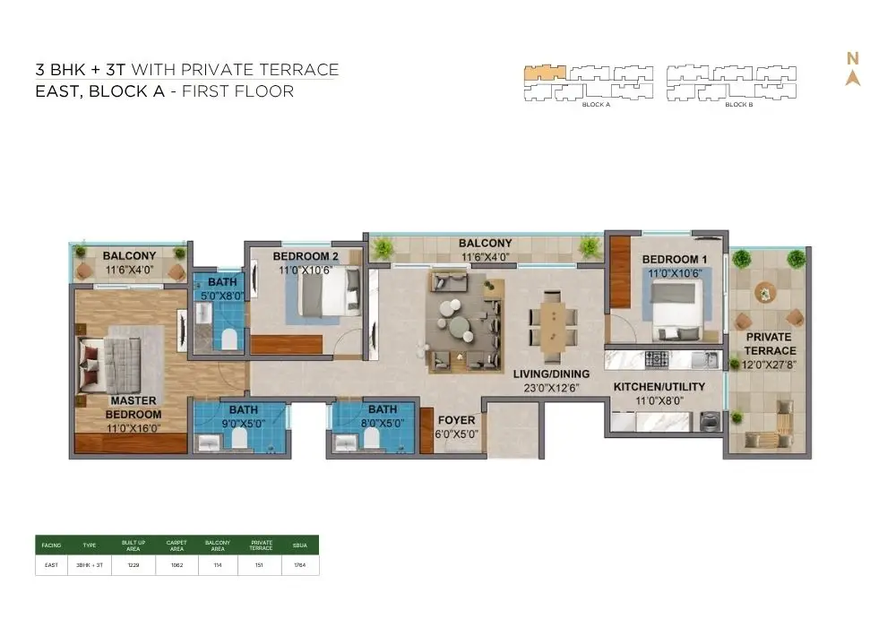 Codename Sleek by Amberstone floor plan 3 bhk