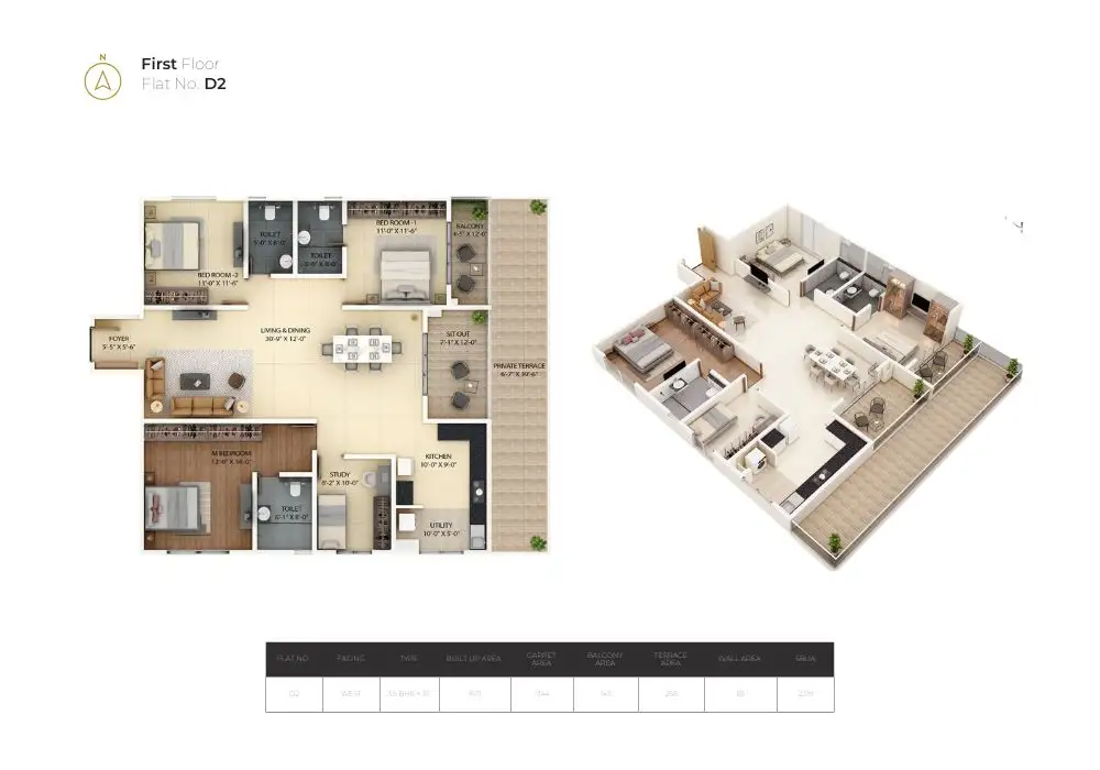 Ventara Residences by Amberstone floor plan 3bhk