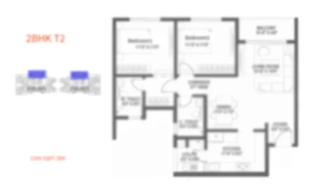 codename lakeone 2 bhk floor plan